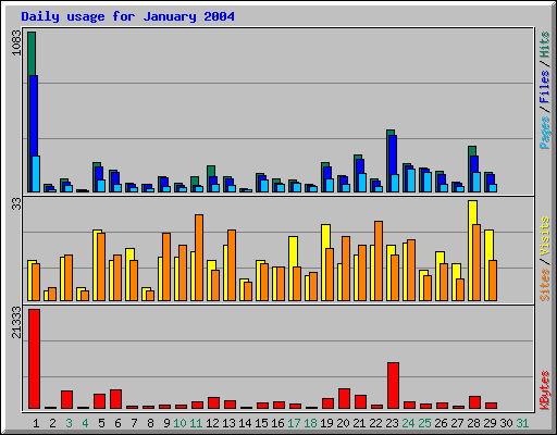 Daily usage for January 2004